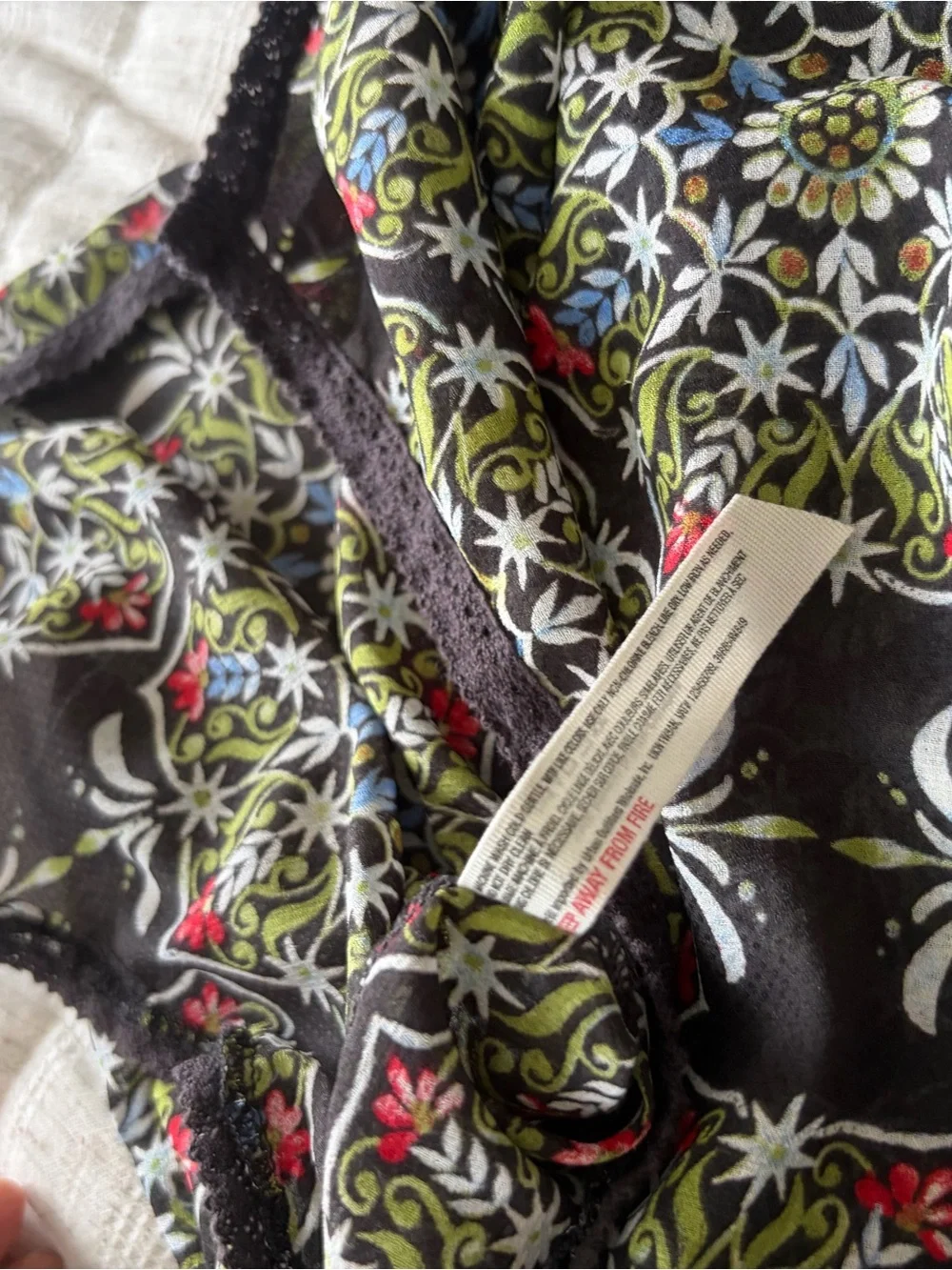 Intimately Free People Black Floral Tile Print V-Neck Cami